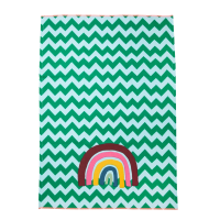 Cotton Tea Towel Green & Mint Zig Zag Print By Rice DK